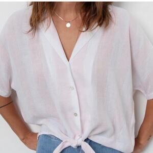 Rails Women's XS Top Marley Lotus Stripe Pink & White NWT